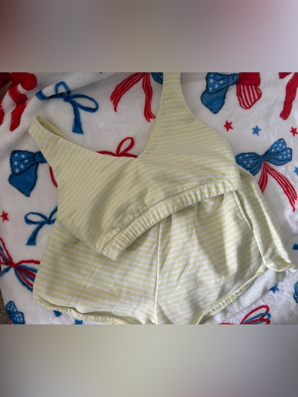 wild fable Yellow & White Striped shorts and top set